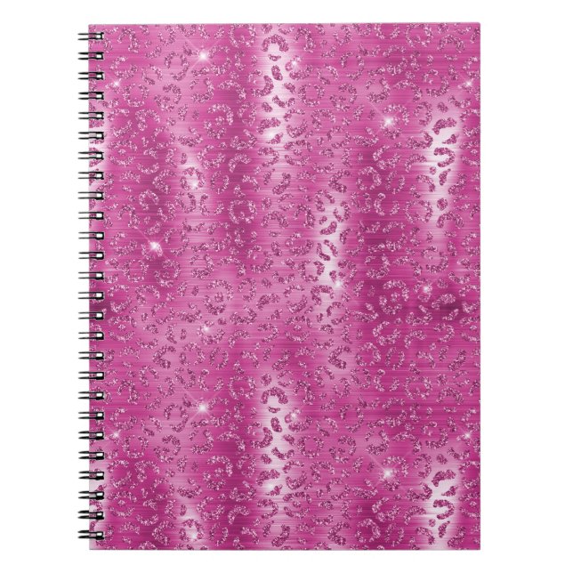 Pink White Sparkle Leopard Print           Notebook (Front)