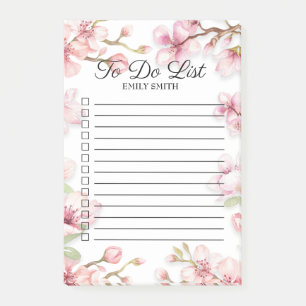 Pink White Spring Floral Checkbox To Do Post-it Notes