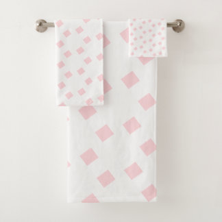 Pink & White Square Bathroom Towel Sets