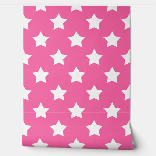 Pink White Stars Pattern Background Wallpaper