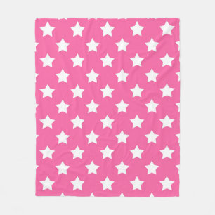 Pink White Stars Pattern Decorative Fleece Blanket