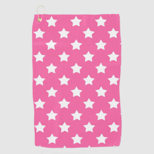 Pink White Stars Pattern Decorative Golf Towel