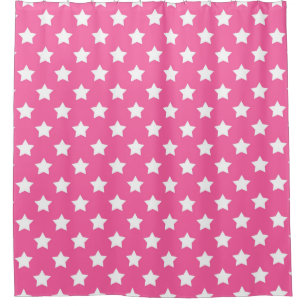 Pink White Stars Pattern Decorative Shower Curtain