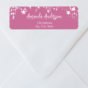 Pink white stars return address