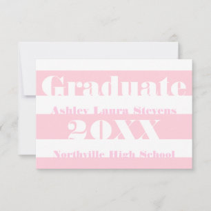 Pink & White Stripe - 3x5 Graduation Announcement
