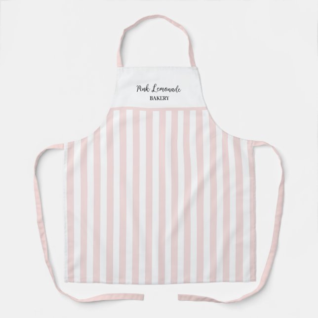 Pink & White Stripe Bakery Baker's Apron (Front)