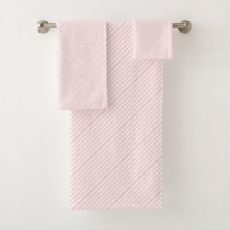 Pink & White Stripe Bathroom Towel Sets