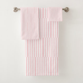 Pink & White Stripe Bathroom Towel Sets