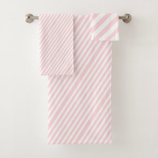 Pink & White Stripe Bathroom Towel Sets