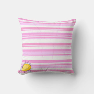 Pink & White Stripe Sunshine Throw Pillow 