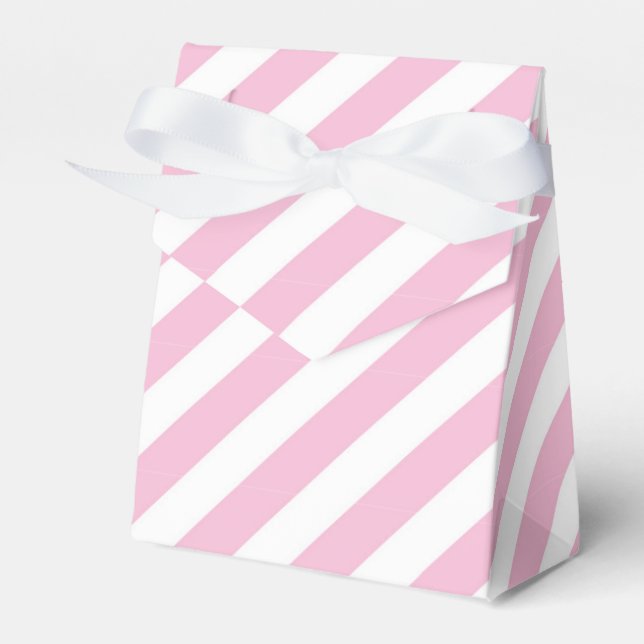 Pink & White Striped Birthday Party Favour Boxes (Front Side)