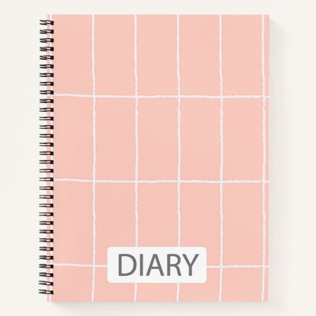 Pink & White Striped Diary Notebook (Front)