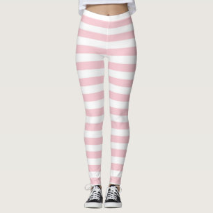Pink & White Striped Leggings