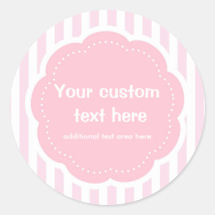Pink White Striped Modern Cute Sticker Label