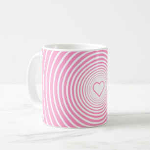 Pink White Striped Mug with Heart or Choose Colour