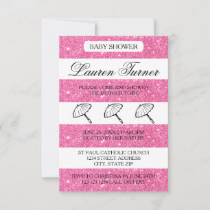 Pink & White Stripes - 3x5 Baby Shower Invitation