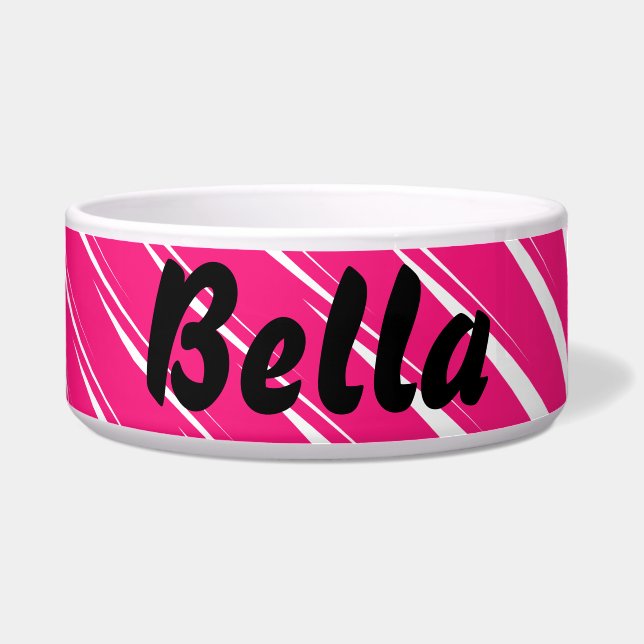 Pink White Stripes Art Custom Name Cute Pets Gift (Front)