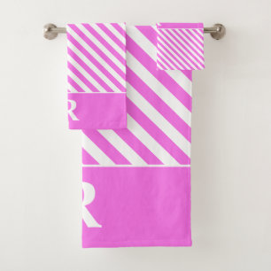 Pink/White Stripes Bath Towel Set