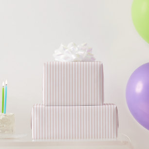 Pink White Stripes Birthday Wrapping Paper