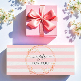 Pink White Stripes Business Gift Certificate