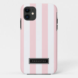 Pink & White Stripes iPhone 11 Case
