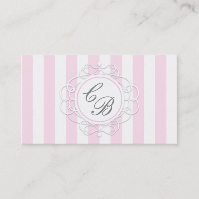 Pink & White Stripes Chic Boutique Business Card (Front)