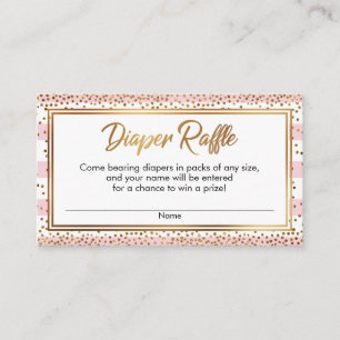 Pink & White Stripes, Confetti Diaper Raffle Cards