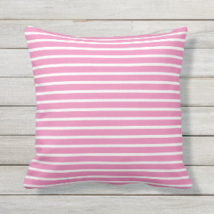 Pink White Stripes Custom Cute Girly Gift Decor Cushion
