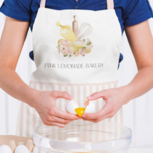 Pink & White Stripes Custom Logo Pastry Chef Apron