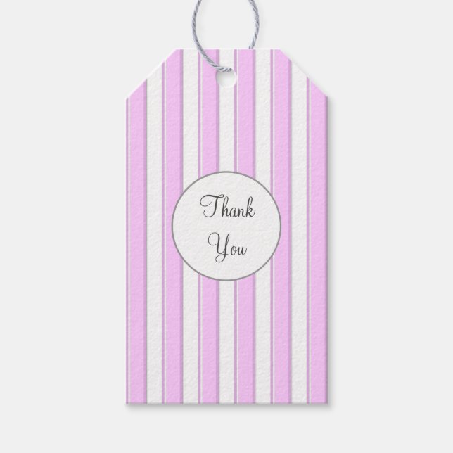 Pink White Stripes Custom Thank You Tag (Front)