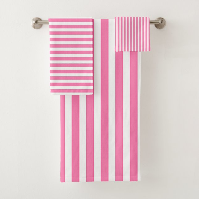Pink + White Stripes Gift  Bath Towel Set (Insitu)