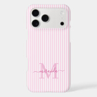Pink & White Stripes Monogram Initial