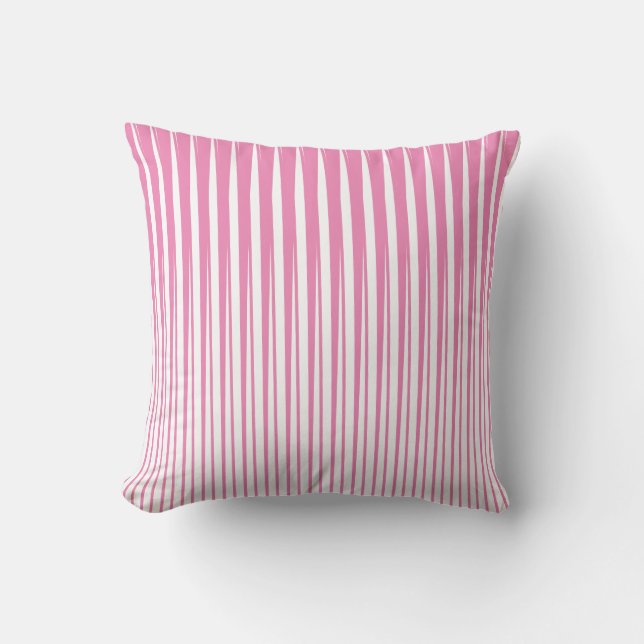 Pink White Stripes Pattern Ombre Modern Cute Girly Cushion (Front)