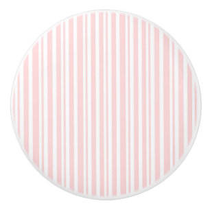 Pink & White Stripes Striped Bedroom Dresser Ceramic Knob