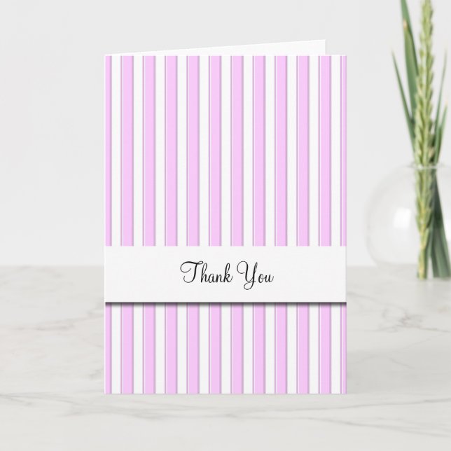 Pink White Stripes Thank You Card (Front)