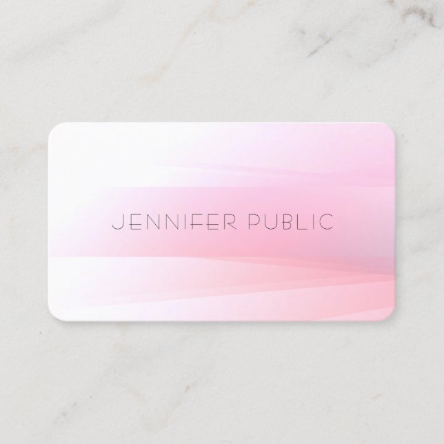Pink White Template Elegant Design Trendy Modern Business Card (Front)
