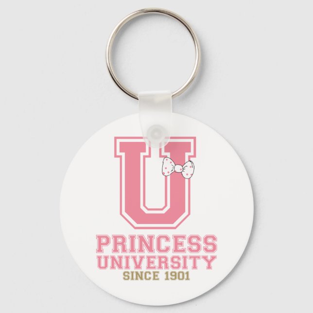 Pink & White The Princess University Girly Academy Key Ring (Front)
