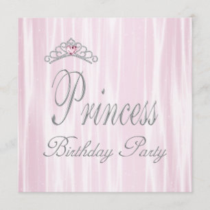 Pink White Tiara Girls Princess Birthday Party Invitation