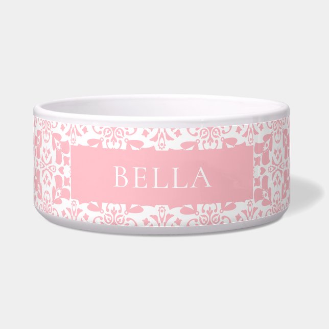 Pink White Tile Pattern Elegant Personalized Pet (Front)