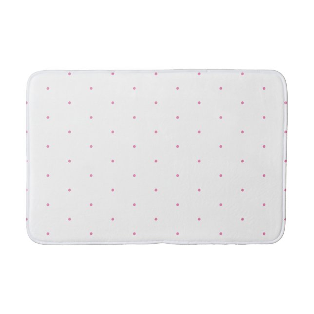 Pink white tiny polka dots pattern bath mat (Front)