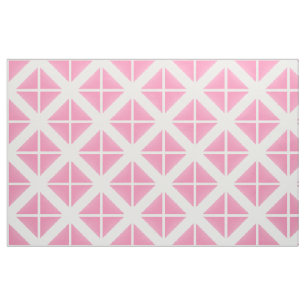 Pink White Trendy Triangles Pattern Fabric