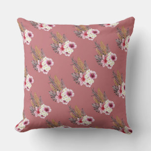 PINK & WHITE TROPICAL HIBISCUS FLOWERS CUSHION
