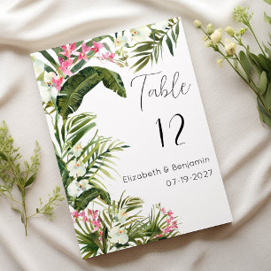 Pink white tropical orchid flowers Table Numbers