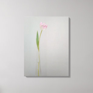 Pink White Tulip in Vase Canvas Print
