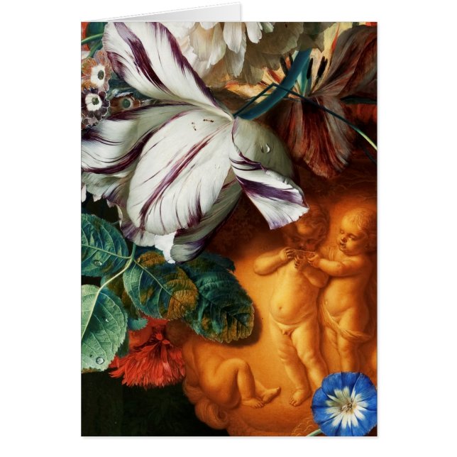 PINK WHITE TULIPS ,CUPIDS ,FLOWERS Valentine's Day (Front)