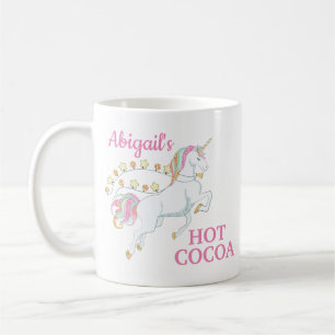 Pink White Unicorn Hot Cocoa Coffee Mug