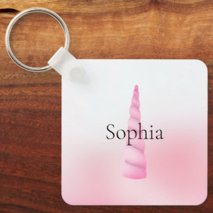 Pink White Unicorn  Key Ring