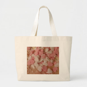 Pink White Valentine Hearts, Cake Decoration, Love Large Tote Bag