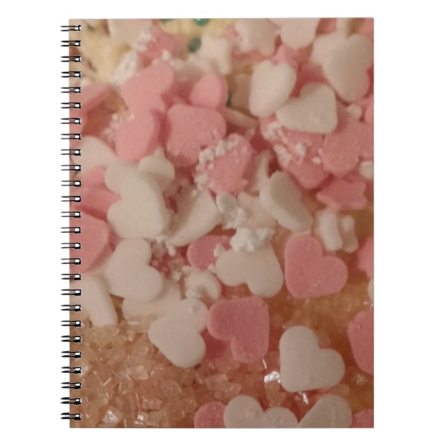 Pink White Valentine Hearts, Cake Decoration, Love Notebook (Front)