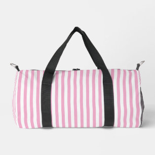 Pink White Vertical Stripe Pattern Design Duffle Bag
